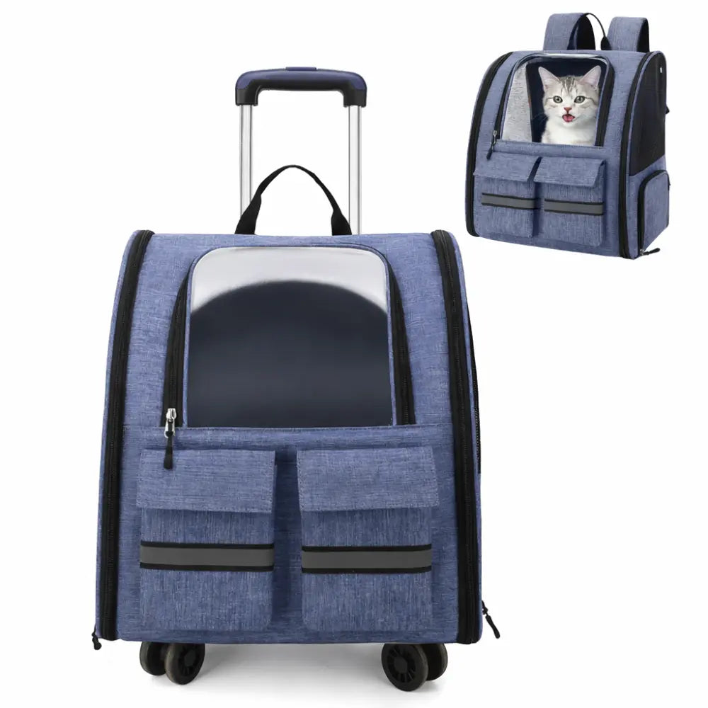 Sac de Transport pour Chat et Chien | Sac à Dos + Roulettes | Premium, Ventilé, Compatible Cabine Avion