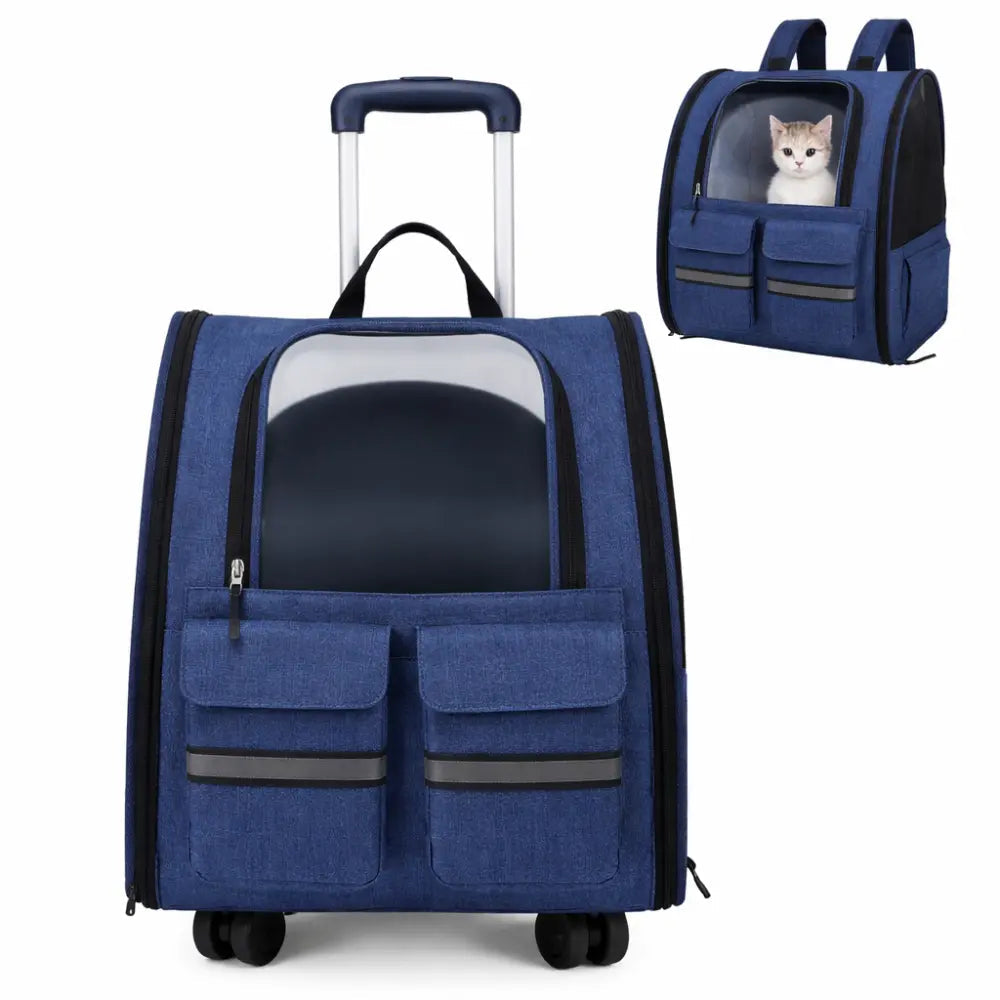 Sac de Transport pour Chat et Chien | Sac à Dos + Roulettes | Premium, Ventilé, Compatible Cabine Avion