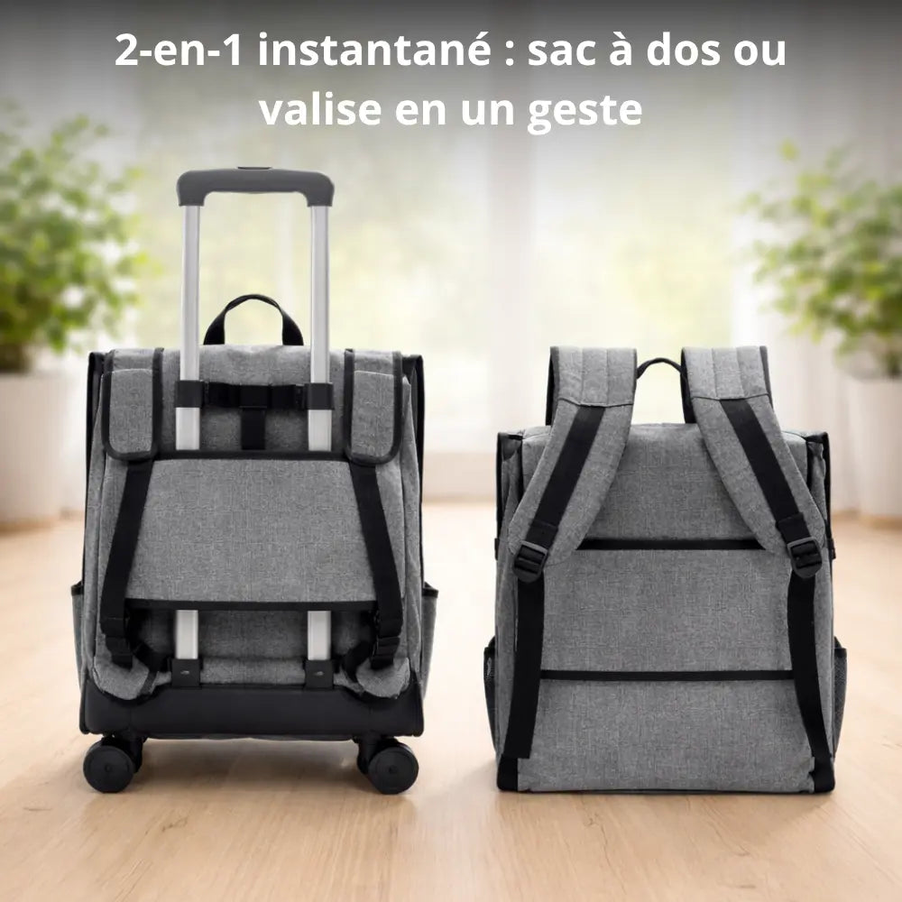 Sac de Transport pour Chat et Chien | Sac à Dos + Roulettes | Premium, Ventilé, Compatible Cabine Avion