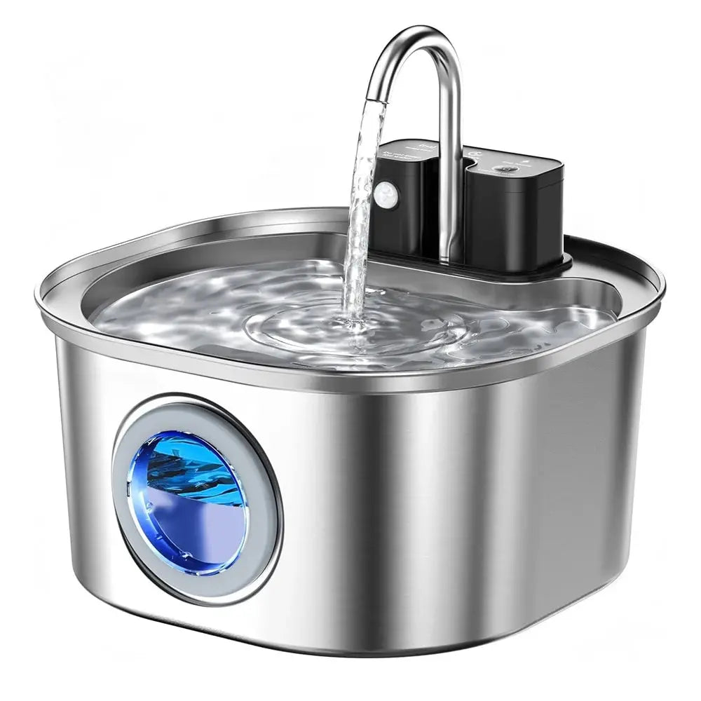 Fontaine à Eau pour Chat Sans Fil – Inox, 3,2L, Détection Intelligente, Hydratation Optimale