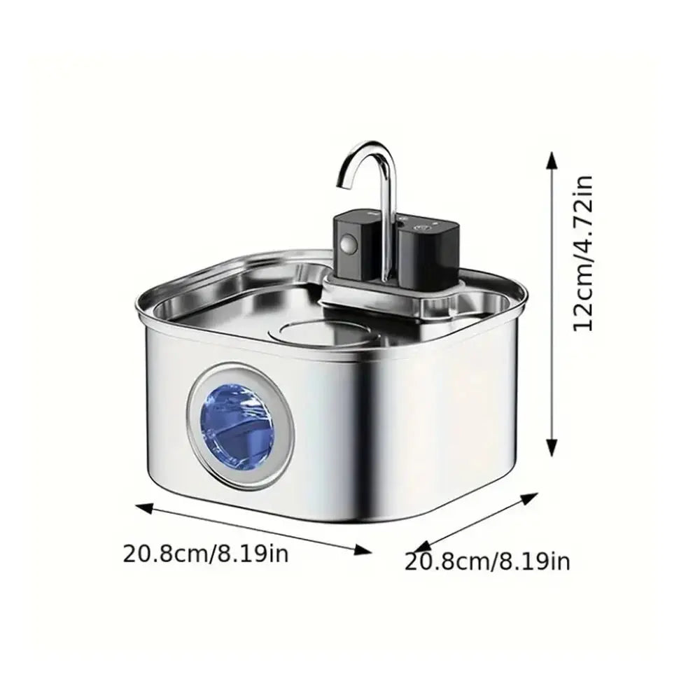 Fontaine à Eau pour Chat Sans Fil – Inox, 3,2L, Détection Intelligente, Hydratation Optimale