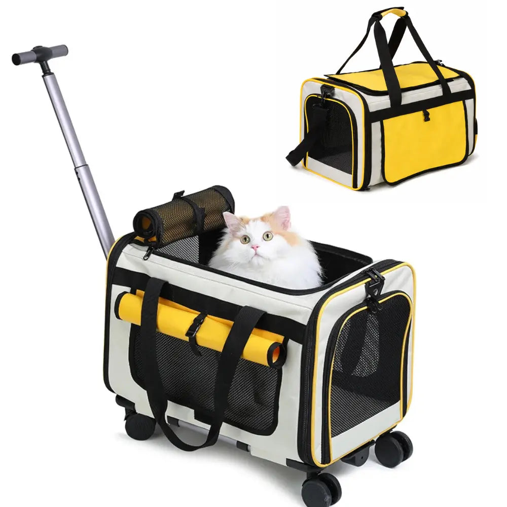 Sac de Transport pour Chat et Chien | Trolley à Roulettes Convertible