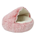 Lit rond pour chat en peluche – panier chaud avec couverture, format nid