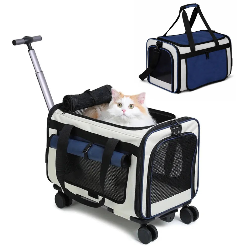 Sac de Transport pour Chat et Chien | Trolley à Roulettes Convertible