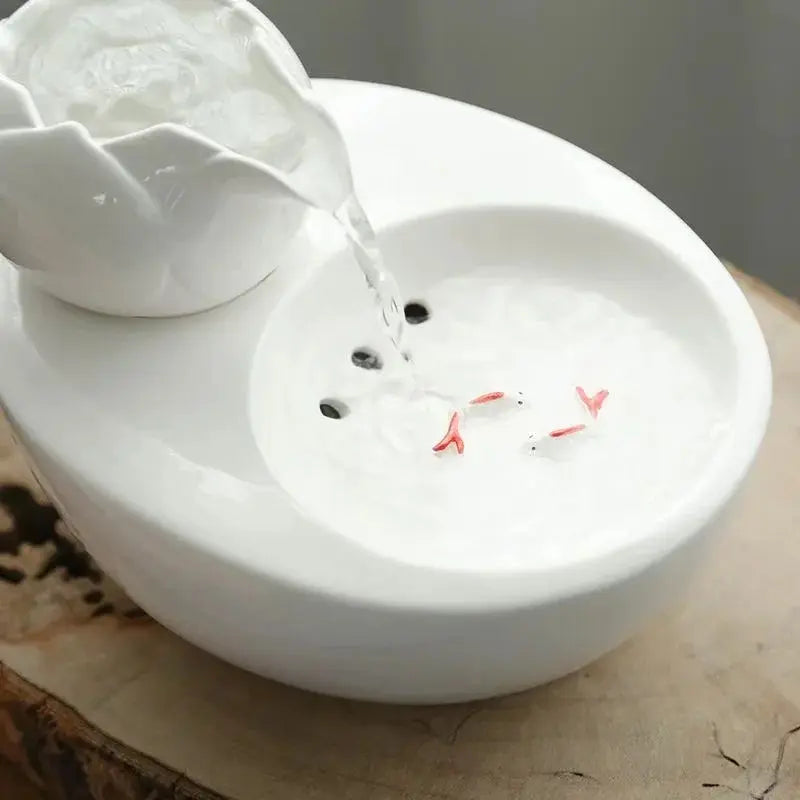 Fontaine à Eau pour Chat en Céramique – Design Coloré, Écoulement Doux, Hygiénique & Stable