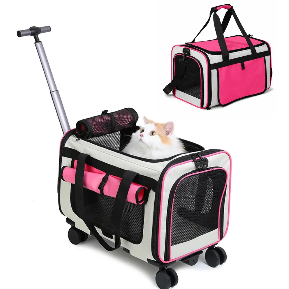 Sac de Transport pour Chat et Chien | Trolley à Roulettes Convertible