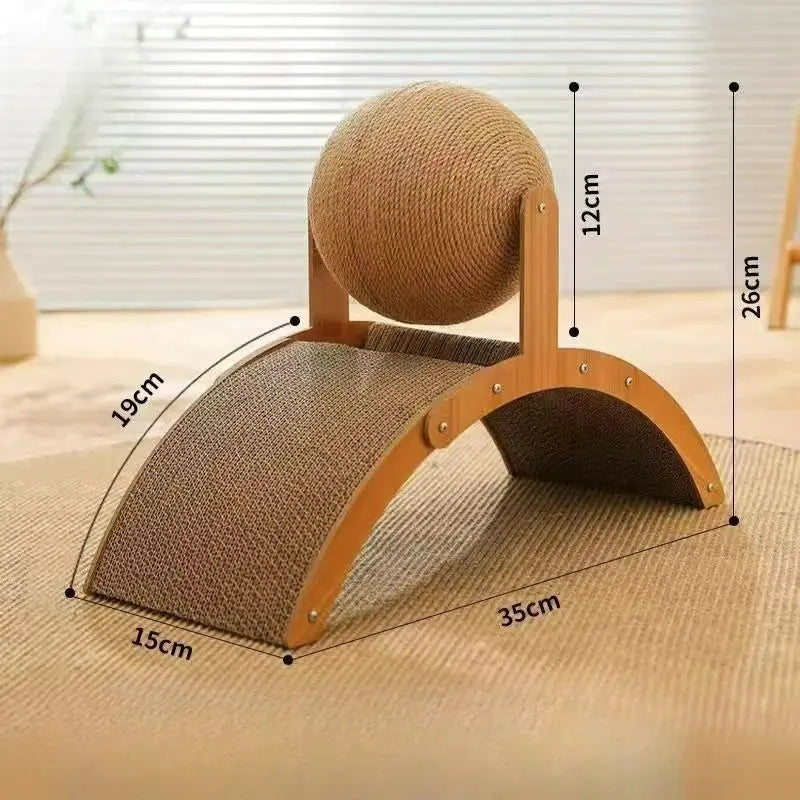 Griffoir Arche en Bois avec Boule en Sisal Naturel