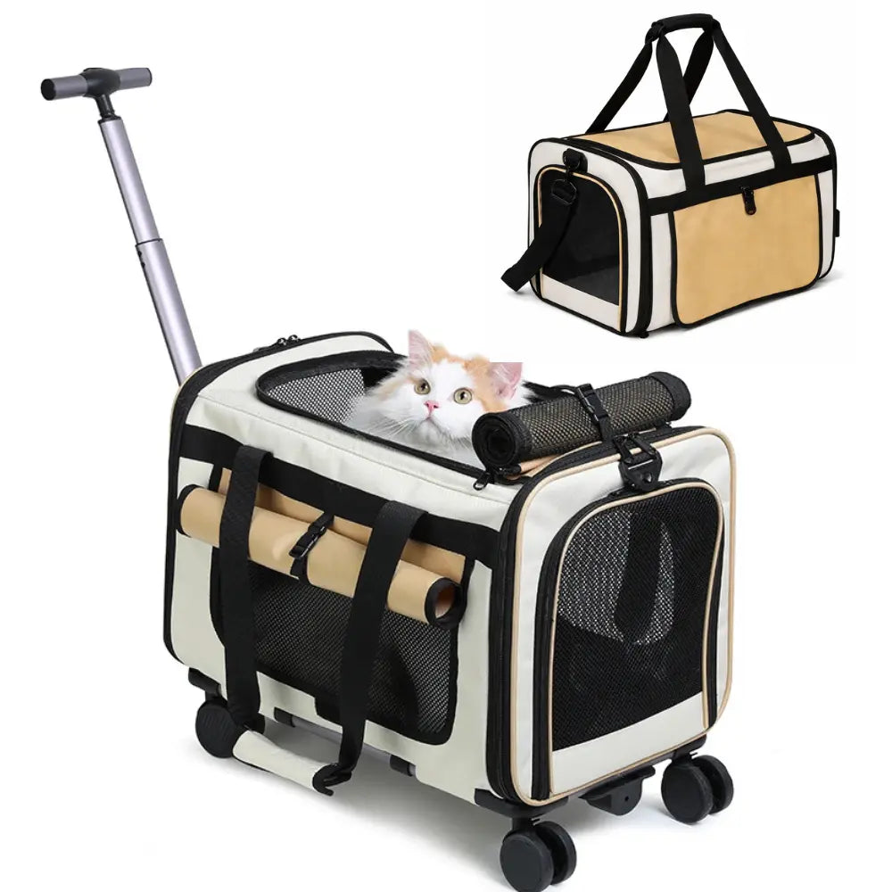 Sac de Transport pour Chat et Chien | Trolley à Roulettes Convertible
