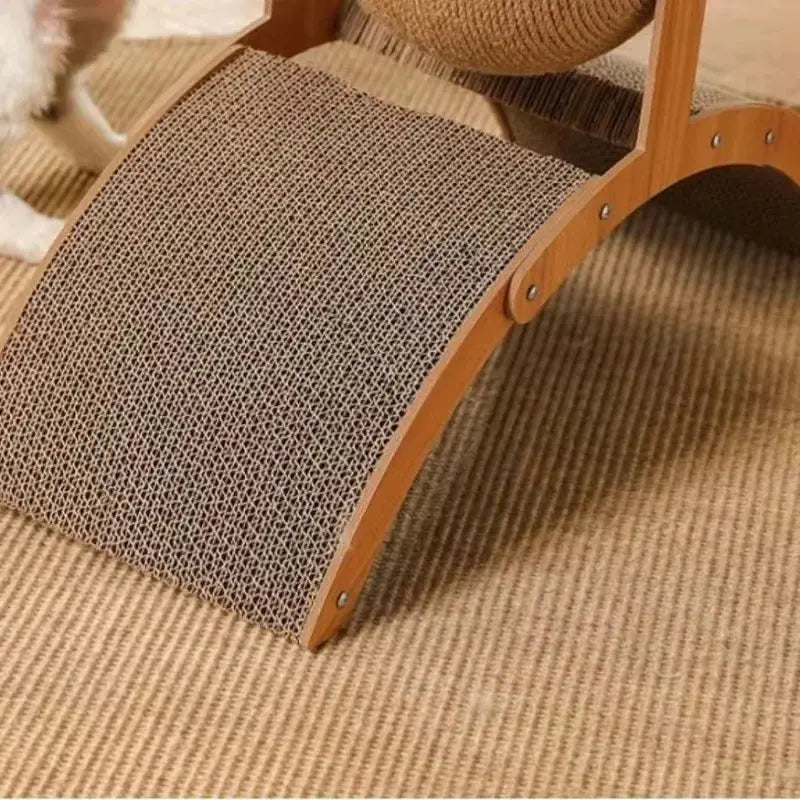 Griffoir Arche en Bois avec Boule en Sisal Naturel