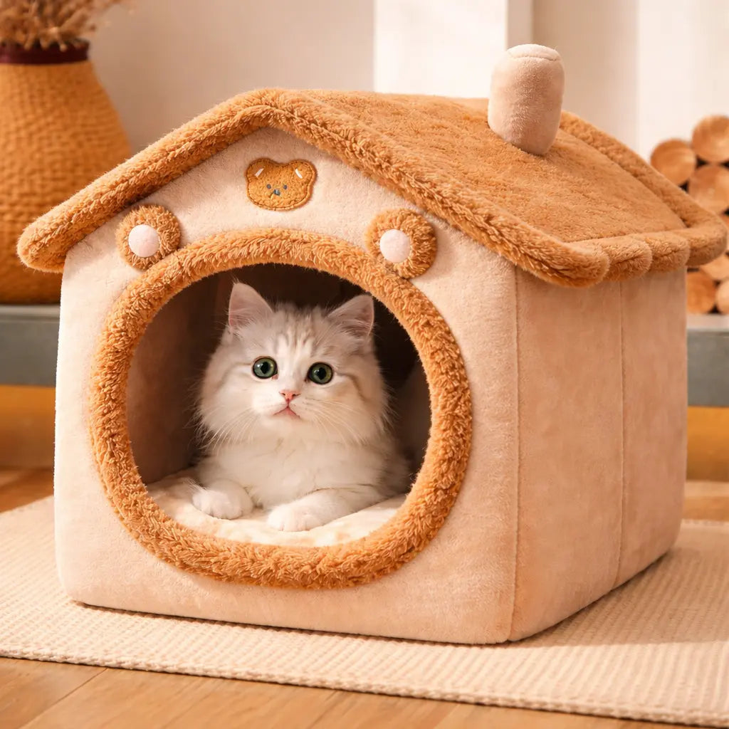 Niche pour chat en peluche – maison douce et chaleureuse, format cocon