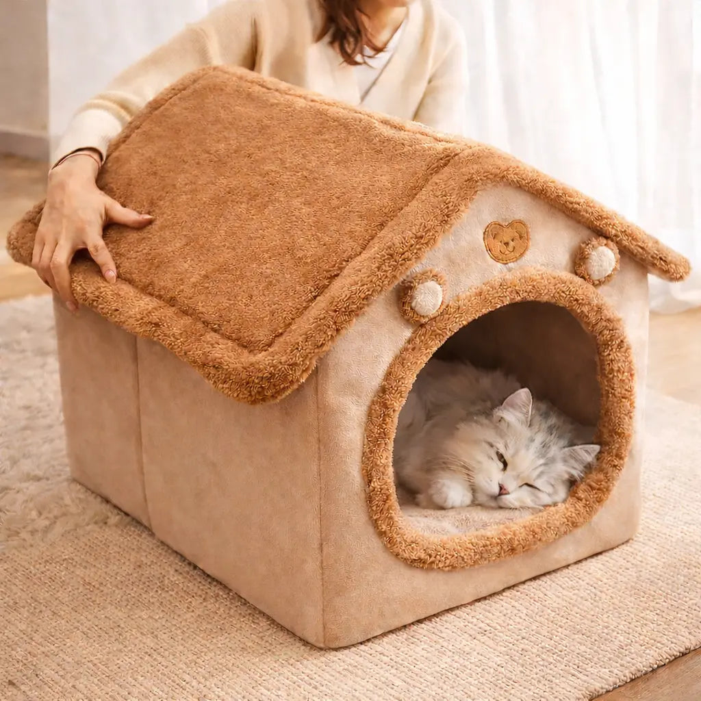Niche pour chat en peluche – maison douce et chaleureuse, format cocon