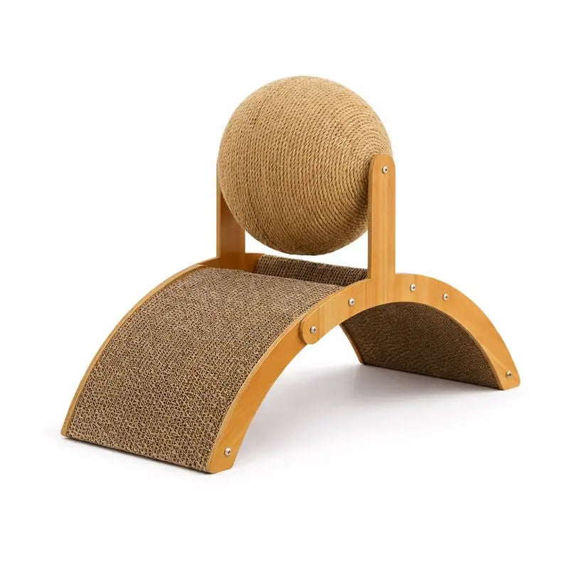Griffoir Arche en Bois avec Boule en Sisal Naturel