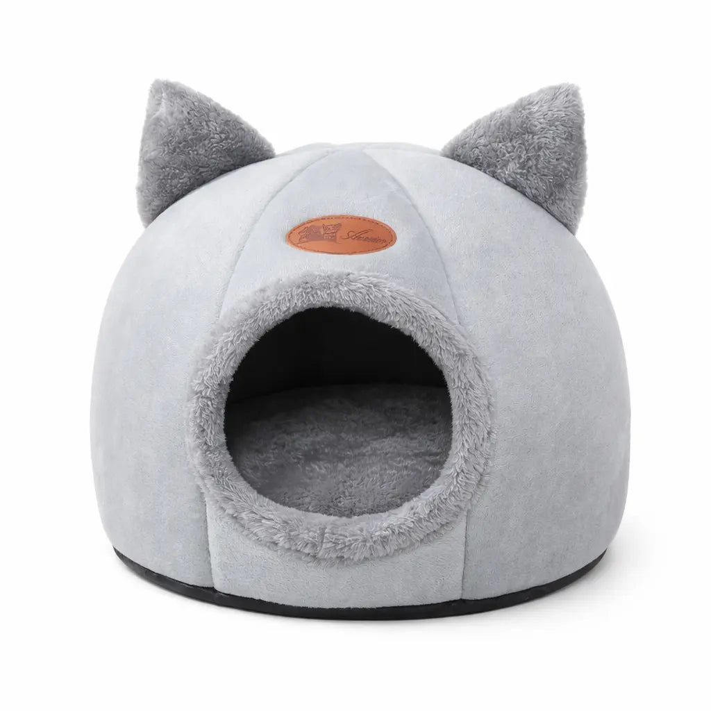 Panier pour chat en forme de grotte – lit chaud et amovible avec fond antidérapant