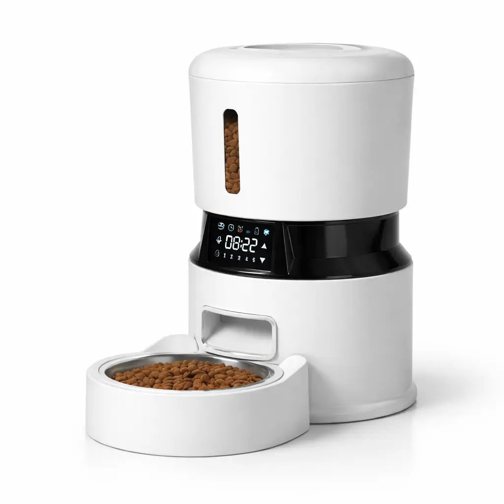 Distributeur de croquettes pour chat | automatique avec écran tactile, gamelle inox et réservoir 4L