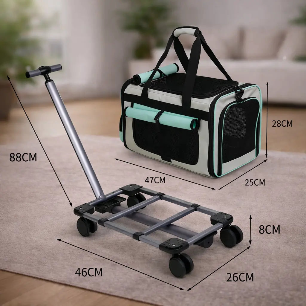 Sac de Transport pour Chat et Chien | Trolley à Roulettes Convertible