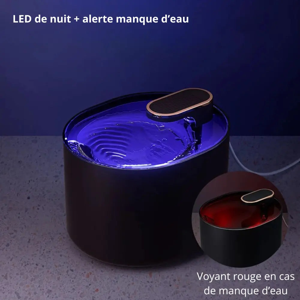 Fontaine à Eau pour Chat Silencieuse – LED Nuit, 3L, Double Écoulement, Hydratation Optimale