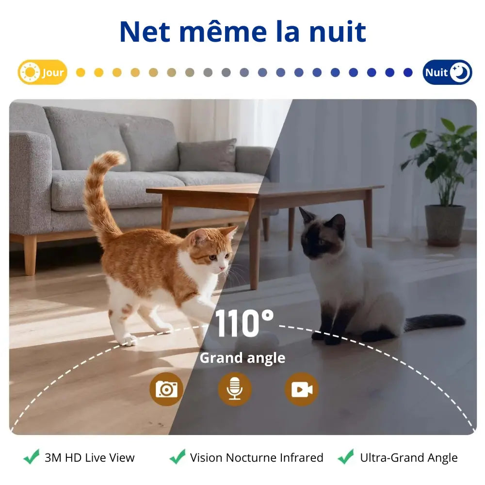 Distributeur de croquettes 6.5L connecté avec caméra | Moustache & Cie