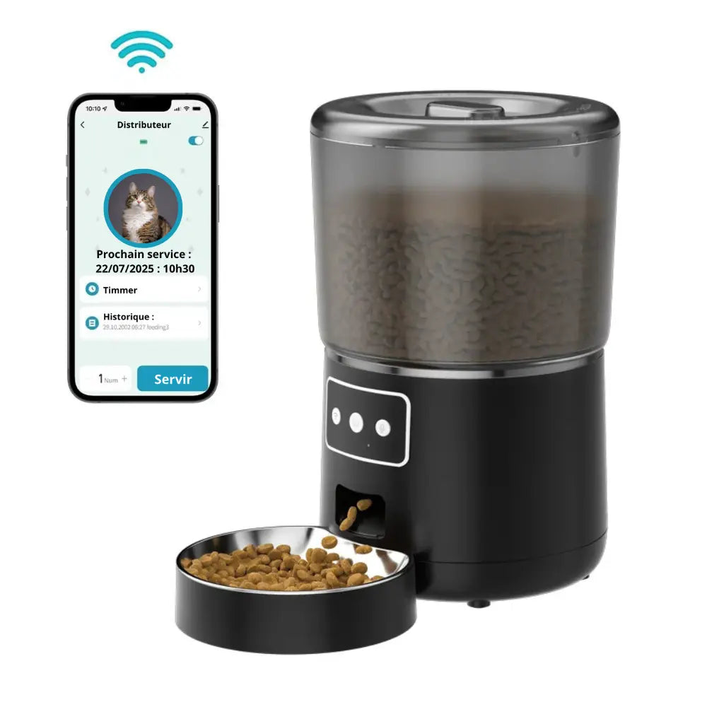 Distributeur de croquettes connecté 4L | Moustache & Cie