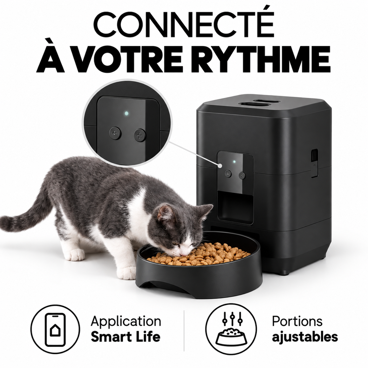 Distributeur de croquettes connecté 2 L — connecté à votre rythme