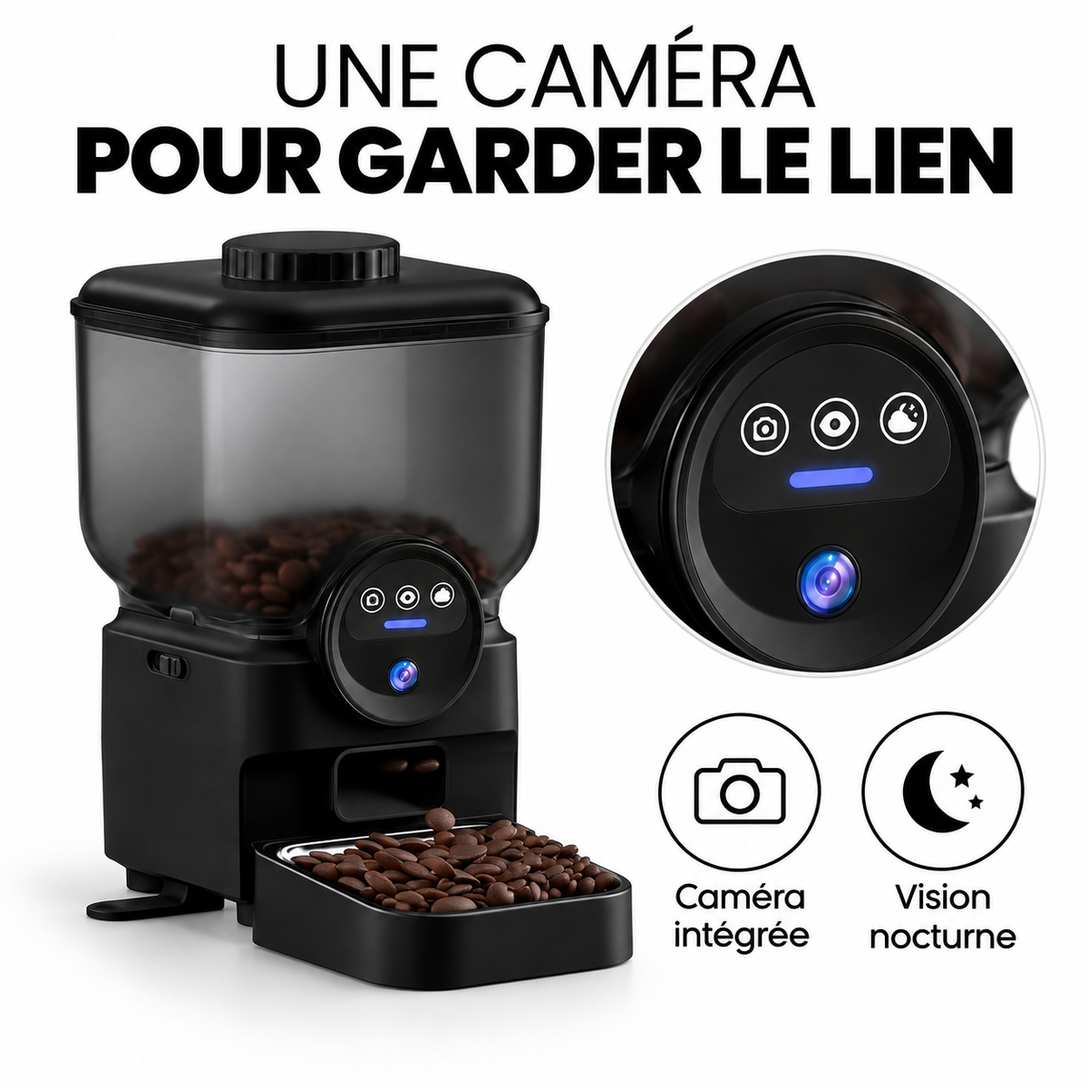 Distributeur de croquettes connecté 6,5 L avec caméra — présentation et détails 2
