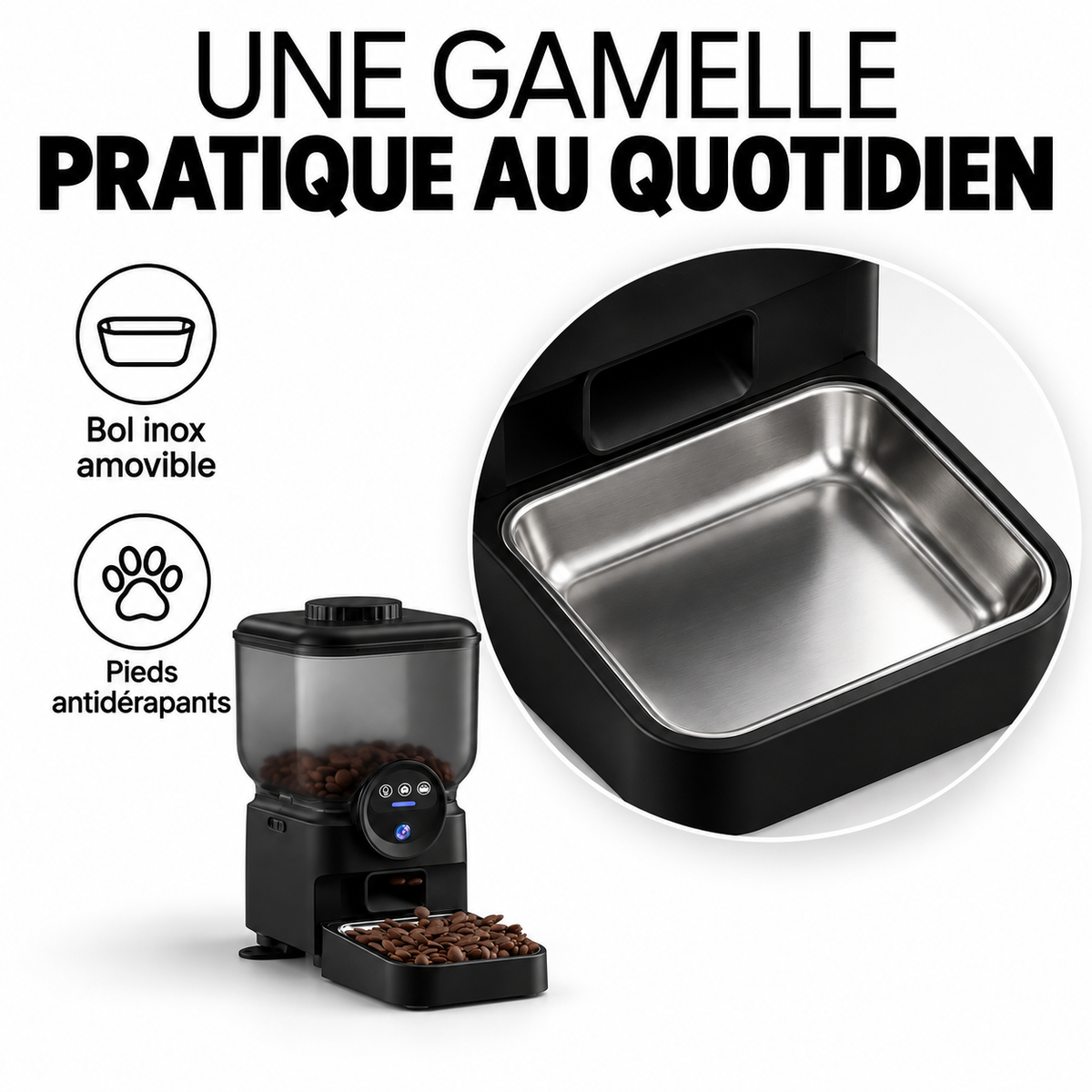 Distributeur de croquettes connecté 6,5 L avec caméra — présentation et détails 4