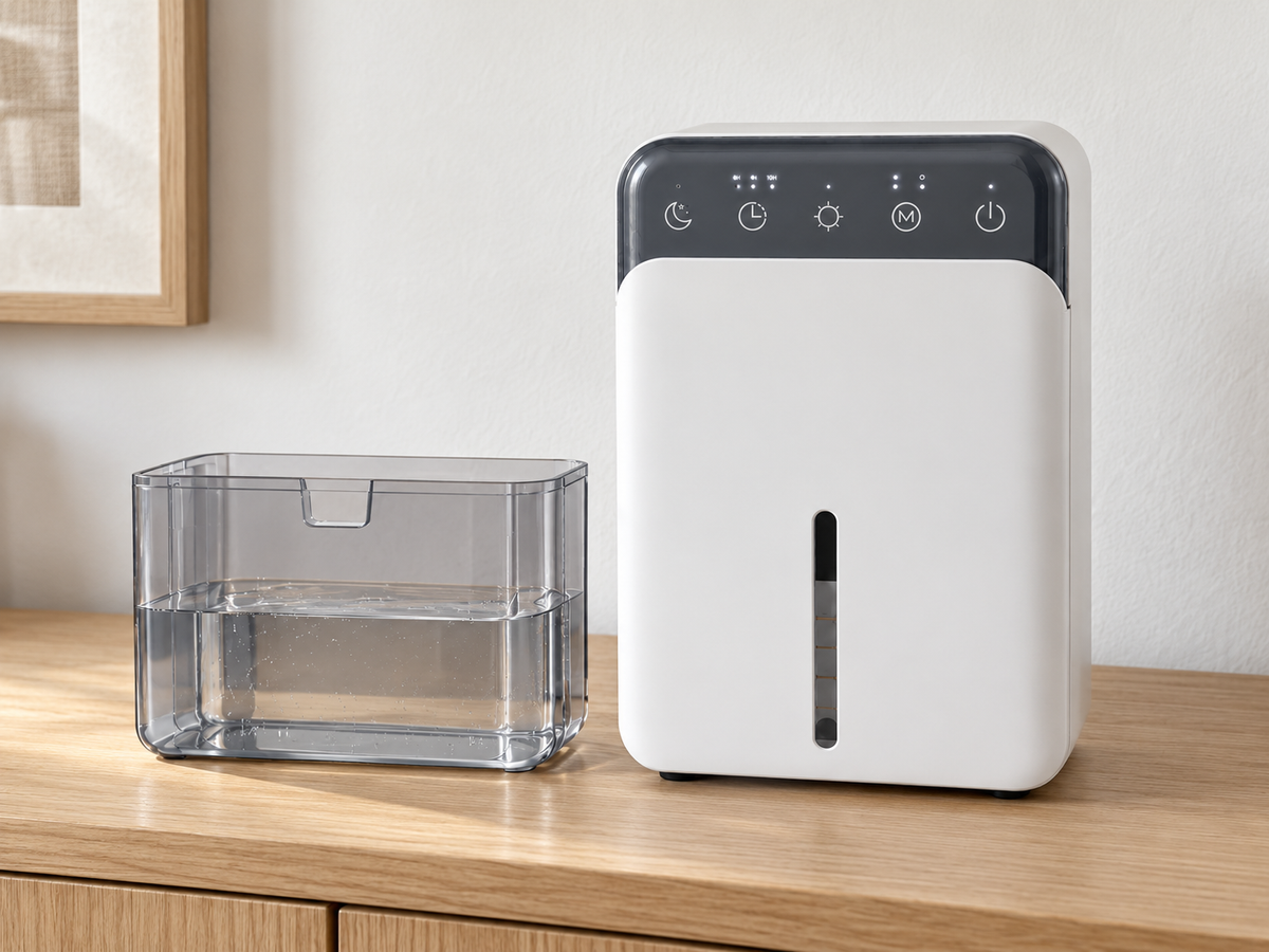 Déshumidificateur compact et son réservoir amovible de 1,5 litre