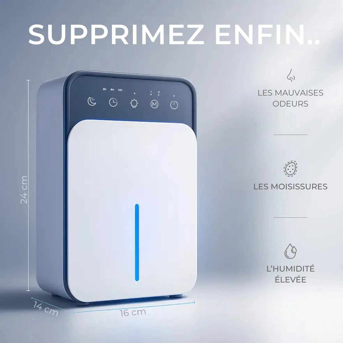 Déshumidificateur Intelligent 1,5 L – Silencieux & Programmable