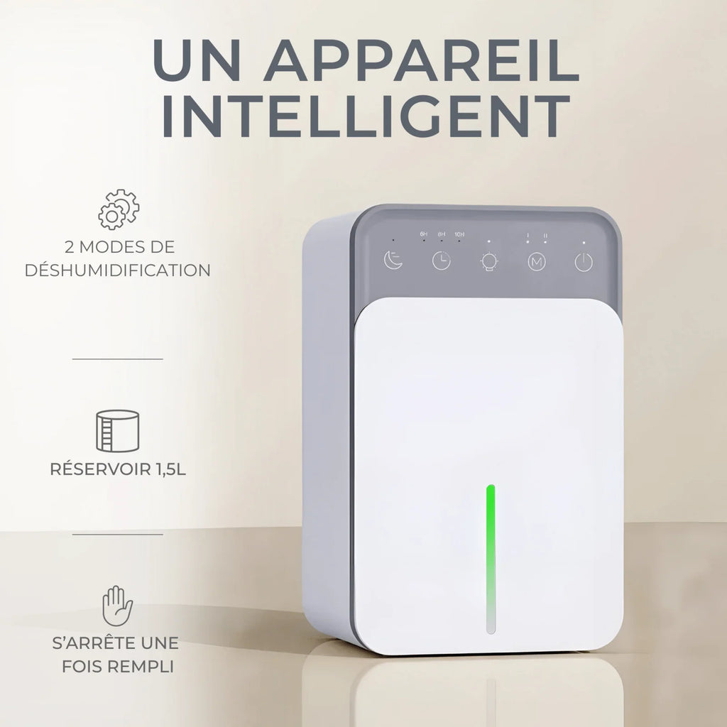 Déshumidificateur Intelligent 1,5 L – Silencieux & Programmable